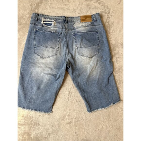 Men’s Jordan Craig Denim Shorts Distressed Medium Wash Raw Hem Size 36 - Picture 13 of 16